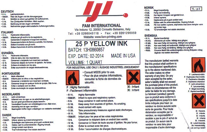 FAM INTERNATIONAL Via Induno 12, 20092 Cinisello Balsamo, Italy Tel: +390266045118 Fax:+390261296959 Website:  www.fam-printing.com